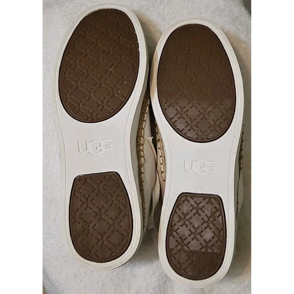 UGG EYAN II WHITE WALL CANVAS LACE-UP SNEAKERS BOAT SHOES Sz 10 EUC